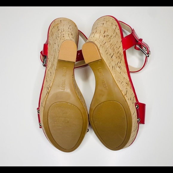 Nine West Red Patent Leather Corke Wedge NWOB - Picture 7 of 7